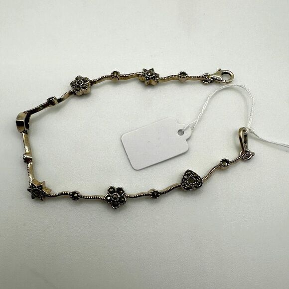 Beautiful marcasite and sterling silver hearts, stars, and flowers bracelet!